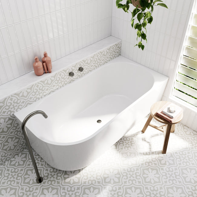 Lifestyle 1 Bao Elegant 1500mm Back to Corner Bath - Matte White - Right Hand Corner BAO200215RM - The Blue Space