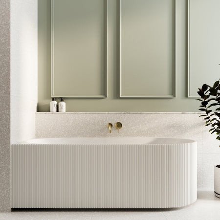 Bao Fluted 1500mm Back to Corner Bath - Matte White