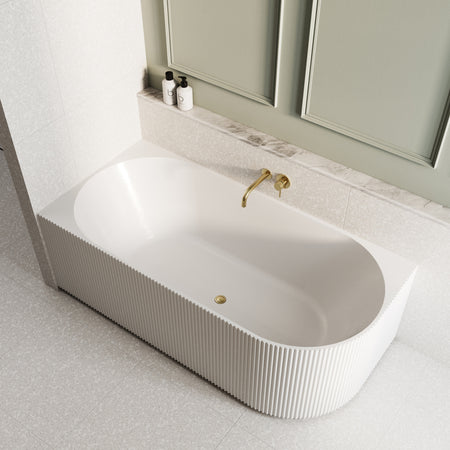 Bao Fluted 1500mm Back to Corner Bath - Matte White
