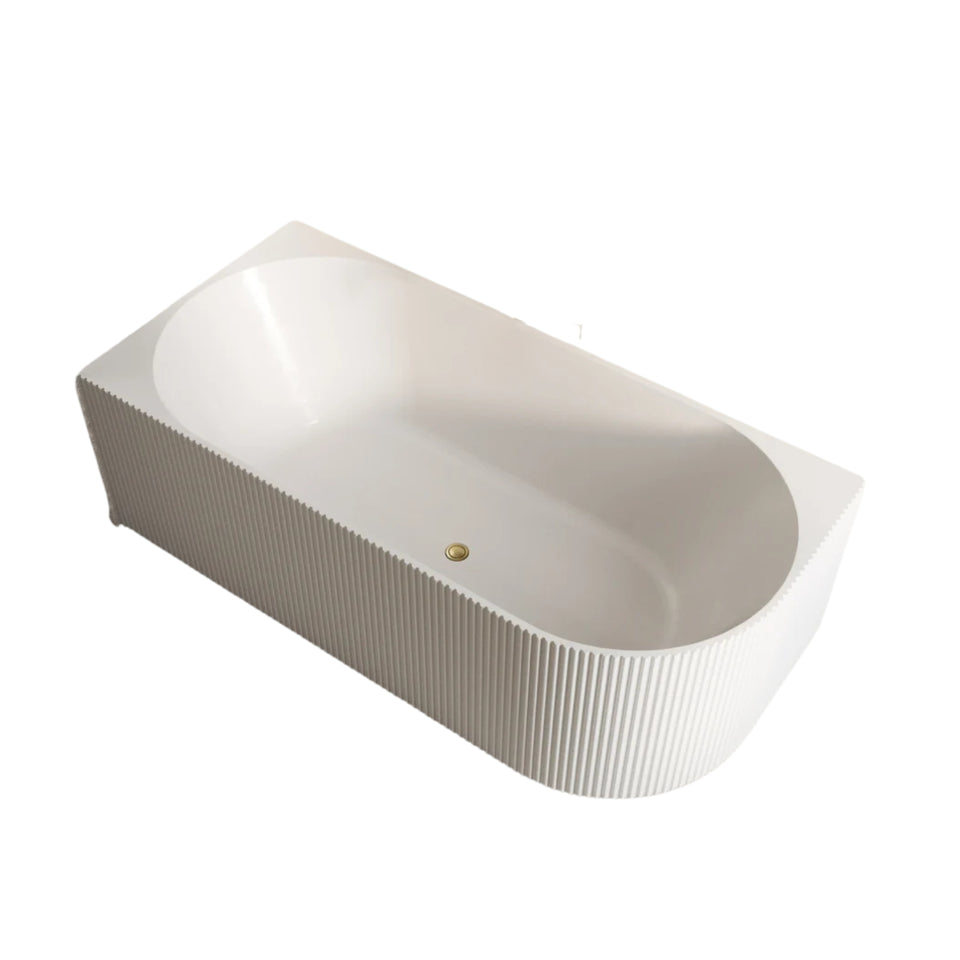 Bao Fluted 1700mm Back to Corner Bath - Matte White