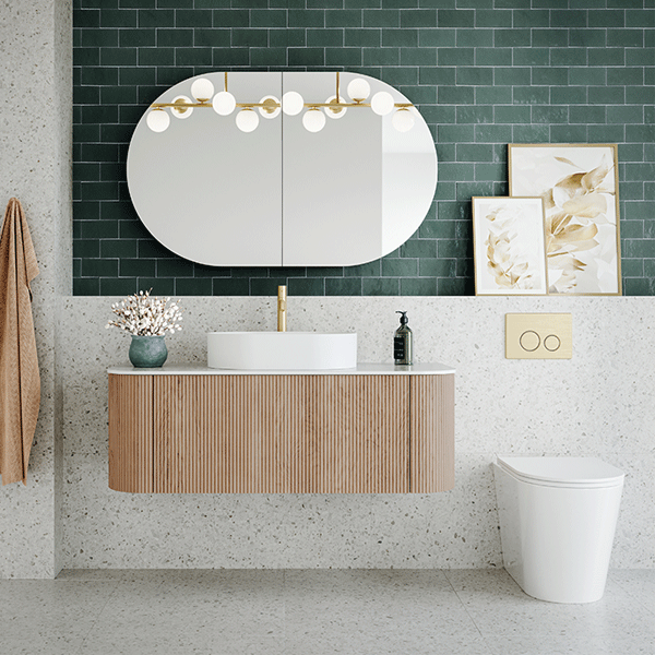 Nero In Wall Toilet Flush Plate and Buttons - Brushed Gold with Bao In Wall Toilet Suite