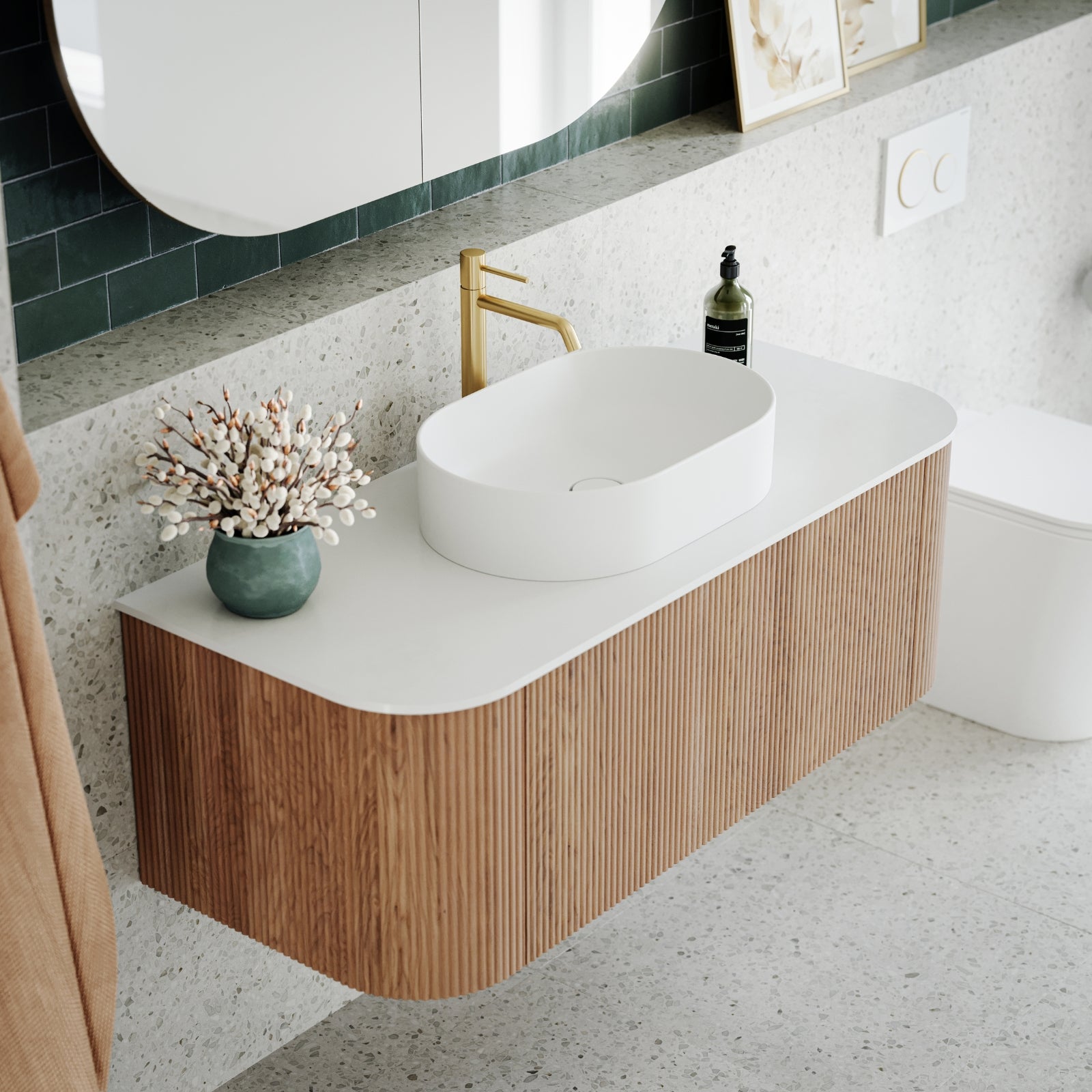 Lifestyle 1 Bao Pill 500mm Above Counter Basin - Matte White BAO30500MW - The Blue Space