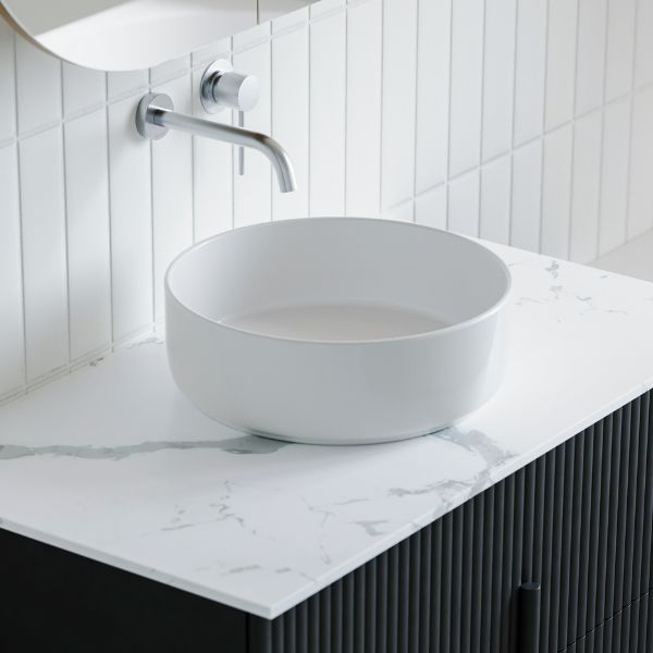 Bao Round 360mm Above Counter Bathroom Vanity Basin Gloss White - The Blue Space
