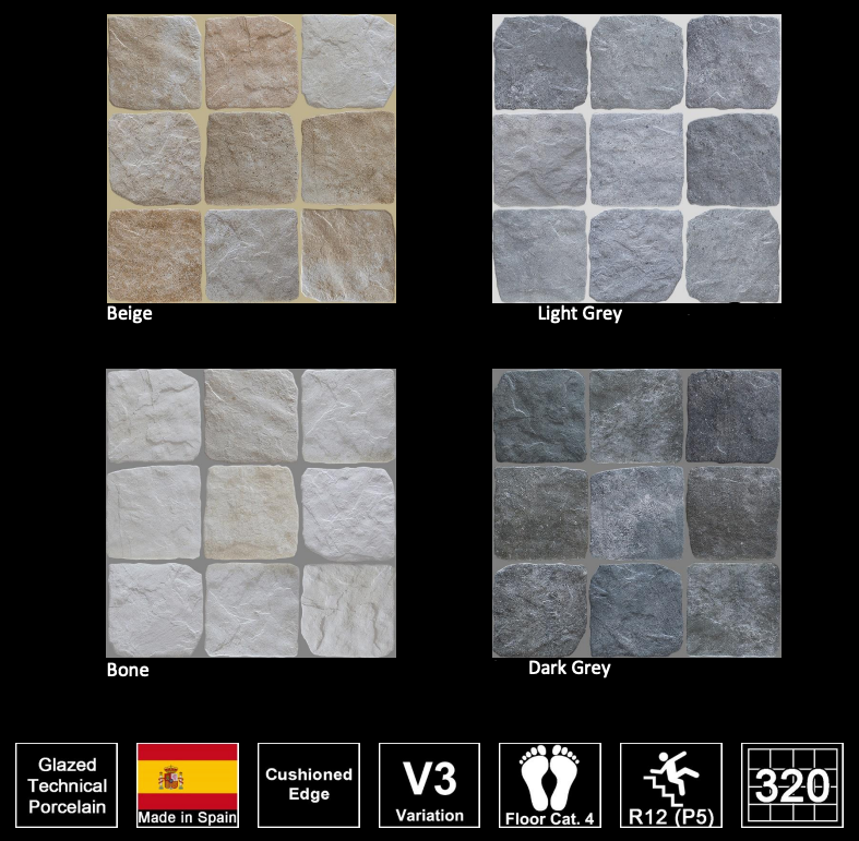 4 Faces Bone Settlers Cobble Stone 150 x 150mm Porcelain  - The Blue Space