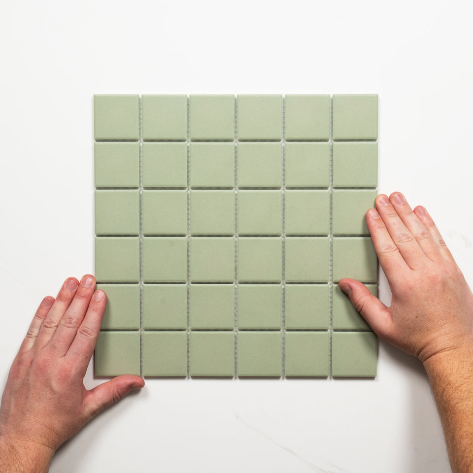 Briq Sage Unglazed Porcelain Mosaic Tile 48×48mm