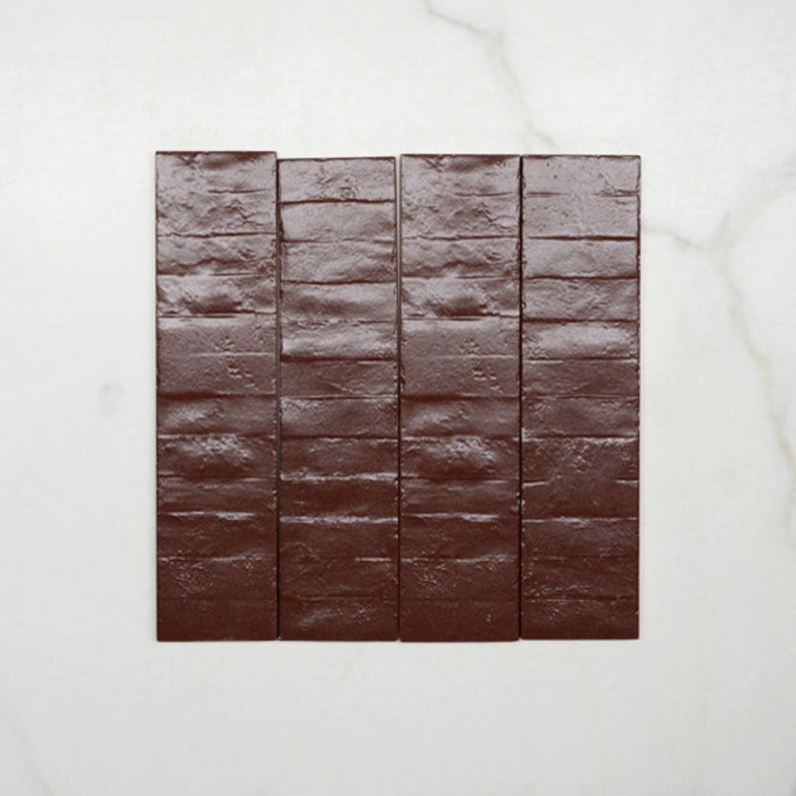 No Hand Burgundy Olivia Feature Subway Matte 75 x 300mm Porcelain  - The Blue Space