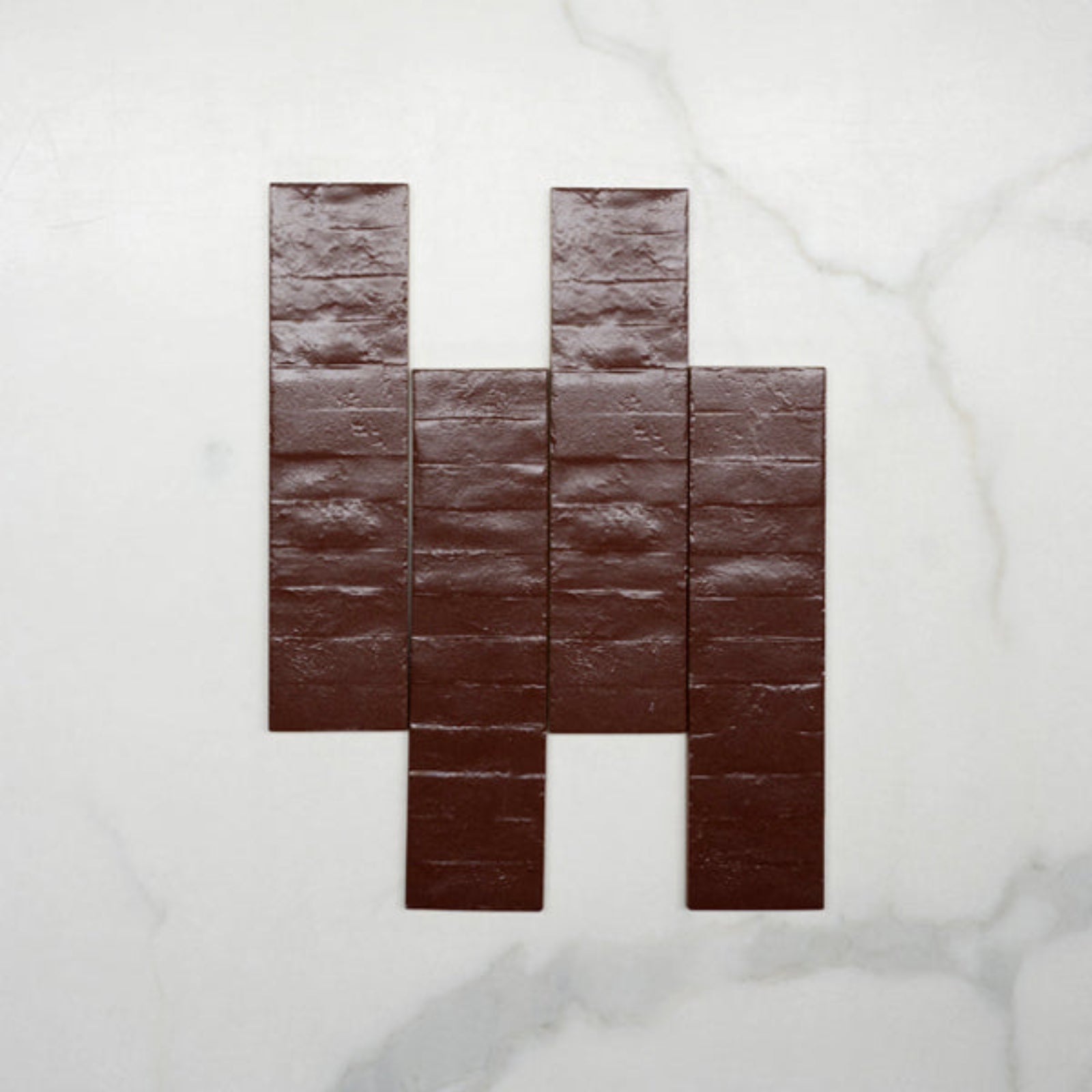 Pattern No Hand Burgundy Olivia Feature Subway Matte 75 x 300mm Porcelain  - The Blue Space