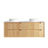 Byron Fluted Woodland Oak Wall Hung Vanity with Cloudy Carrara Top 1500mm Double Bowl BYW1500LSTUD-CA - The Blue Space
