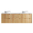 Byron Fluted Woodland Oak Wall Hung Vanity with Cloudy Carrara Top 1800mm Double Bowl BYW1800LSTUD-CA - The Blue Space