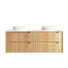 Byron Fluted Woodland Oak Wall Hung Vanity with Pure White Top 1500mm Double Bowl BYW1500LSTUD-PW - The Blue Space