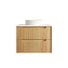 Byron Fluted Woodland Oak Wall Hung Vanity with Pure White Top 750mm Centre Bowl BYW750LSTUD-PW - The Blue Space