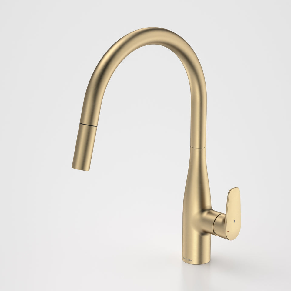 Caroma Contura II Pull Out Sink Mixer - Brushed Brass