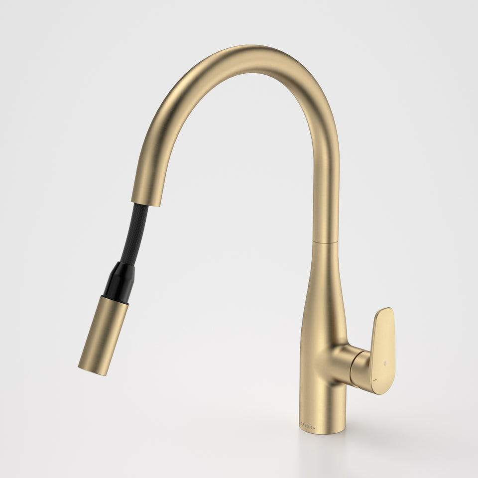 Caroma Contura II Pull Out Sink Mixer - Brushed Brass