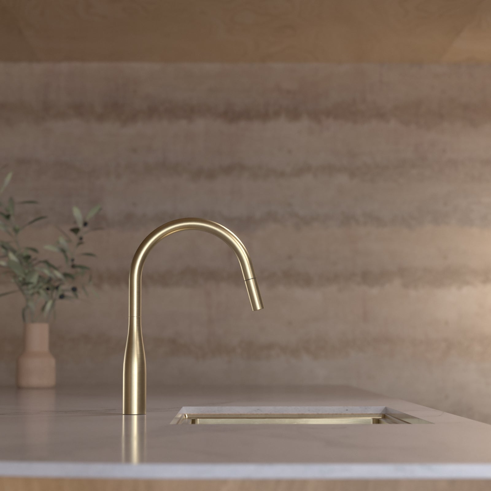 Lifestyle 3 Caroma Contura II Pull Out Sink Mixer - Brushed Brass 849062BB56AF - The Blue Space