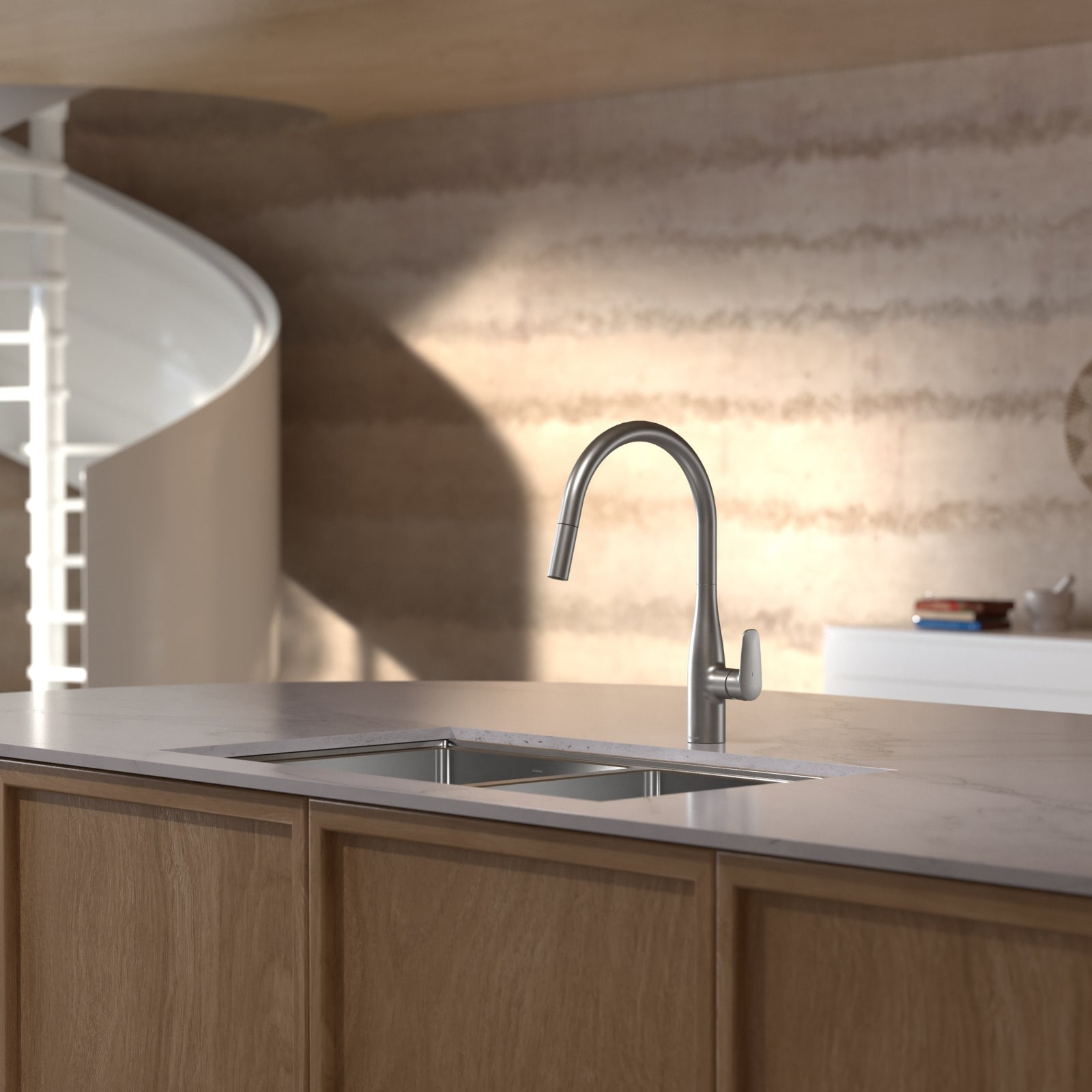 Lifestyle 6 Caroma Contura II Pull Out Sink Mixer - Brushed Nickel 849062BN56AF - The Blue Space