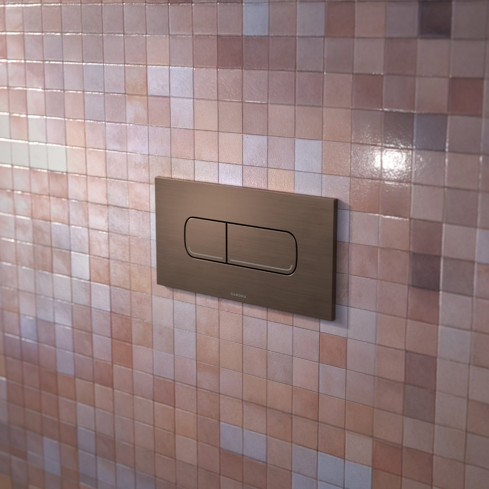 Lifestyle 3 Caroma Invisi Series II® Oval Dual Flush Plate & Buttons (Metal) Brushed Bronze 237078BBZ - The Blue Space