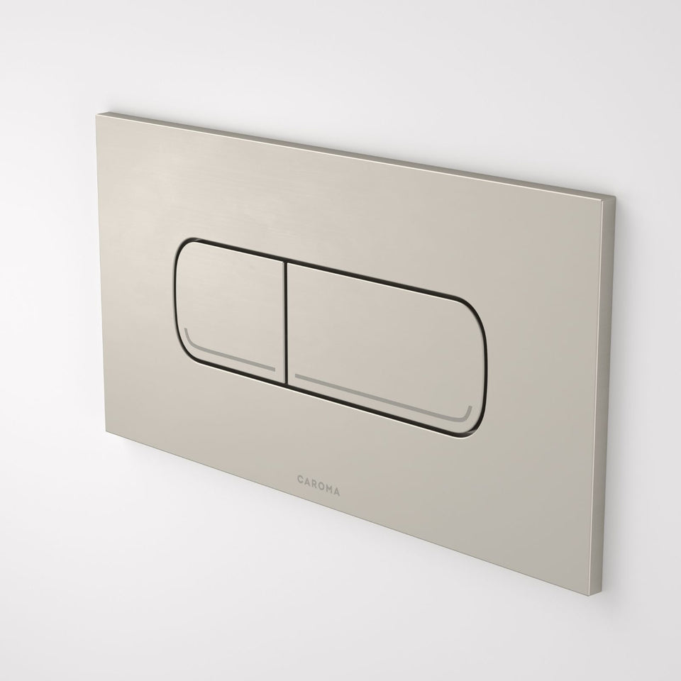 Caroma Invisi Series II® Oval Dual Flush Plate & Buttons (Metal) Brushed Nickel