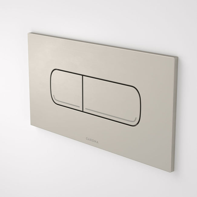 Caroma Invisi Series II® Oval Dual Flush Plate & Buttons (Metal) Brushed Nickel 237078BN - The Blue Space