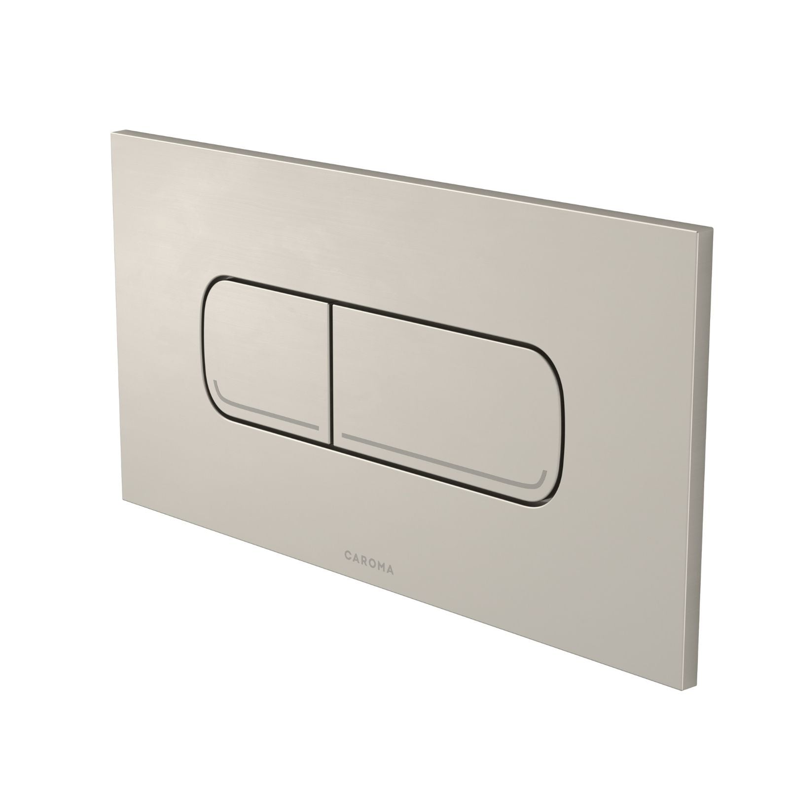 Angle Caroma Invisi Series II® Oval Dual Flush Plate & Buttons (Metal) Brushed Nickel 237078BN - The Blue Space