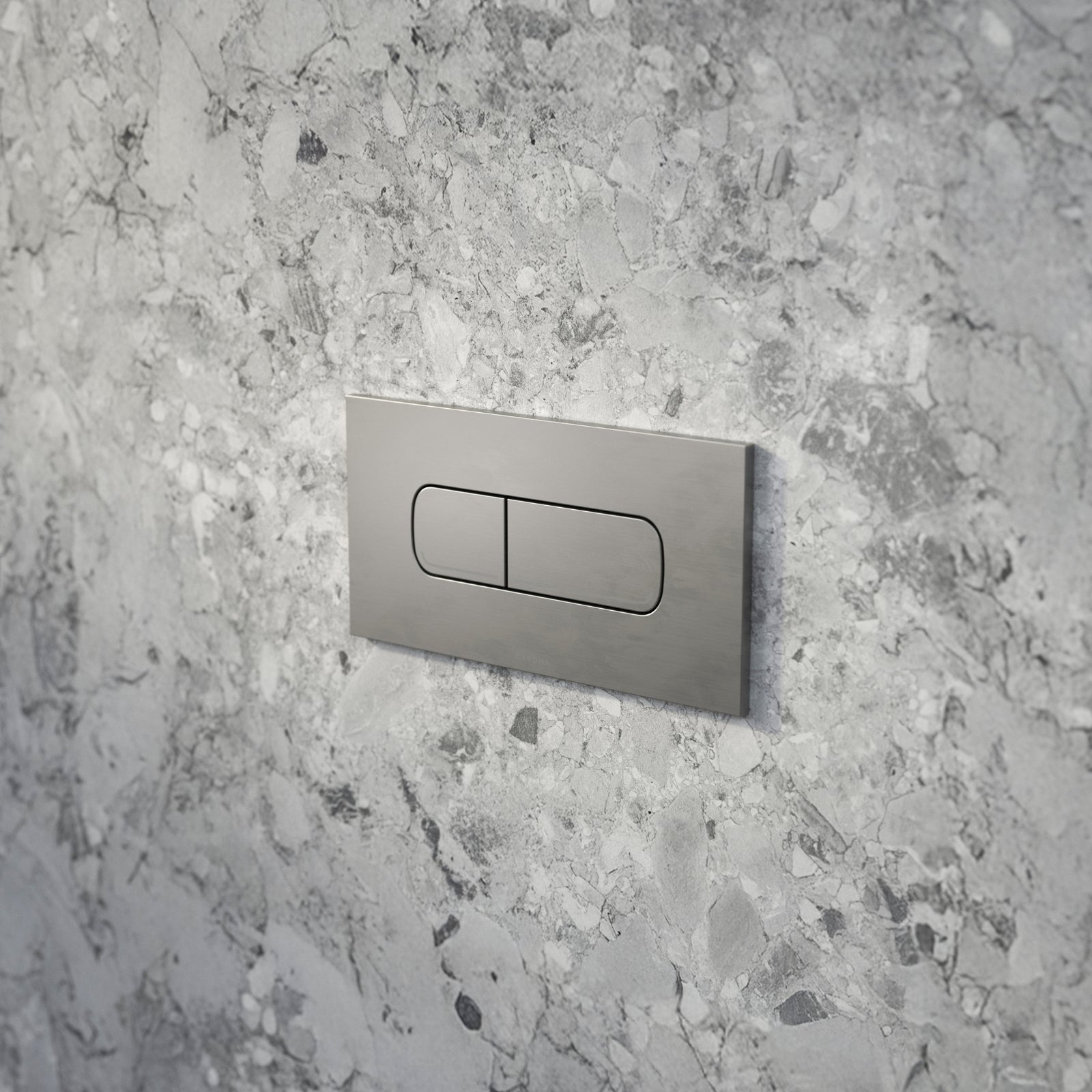 Lifestyle 1 Caroma Invisi Series II® Oval Dual Flush Plate & Buttons (Metal) Brushed Nickel 237078BN - The Blue Space