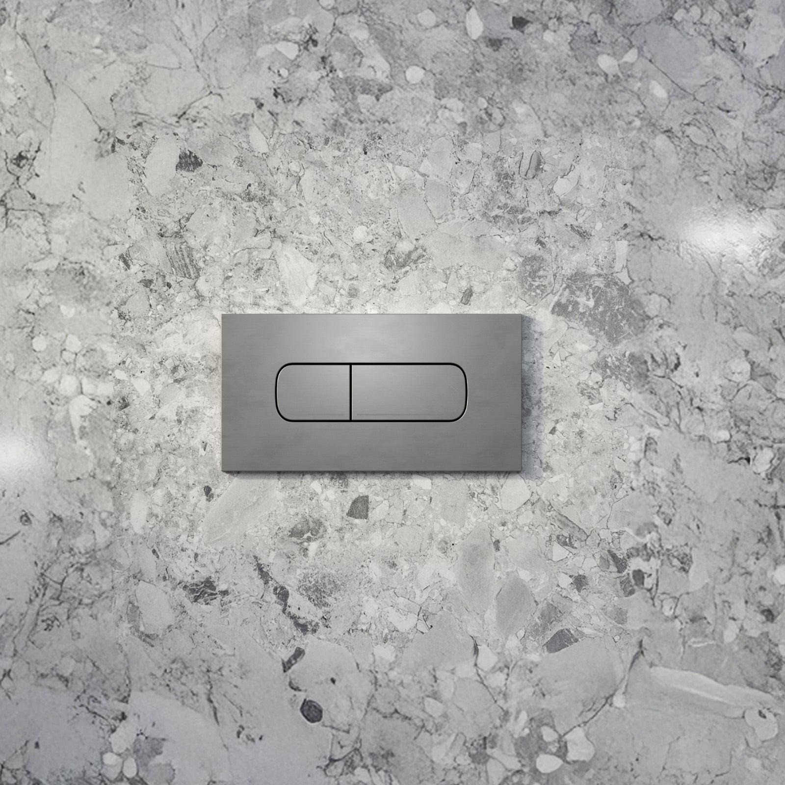 Lifestyle 2 Caroma Invisi Series II® Oval Dual Flush Plate & Buttons (Metal) Brushed Nickel 237078BN - The Blue Space