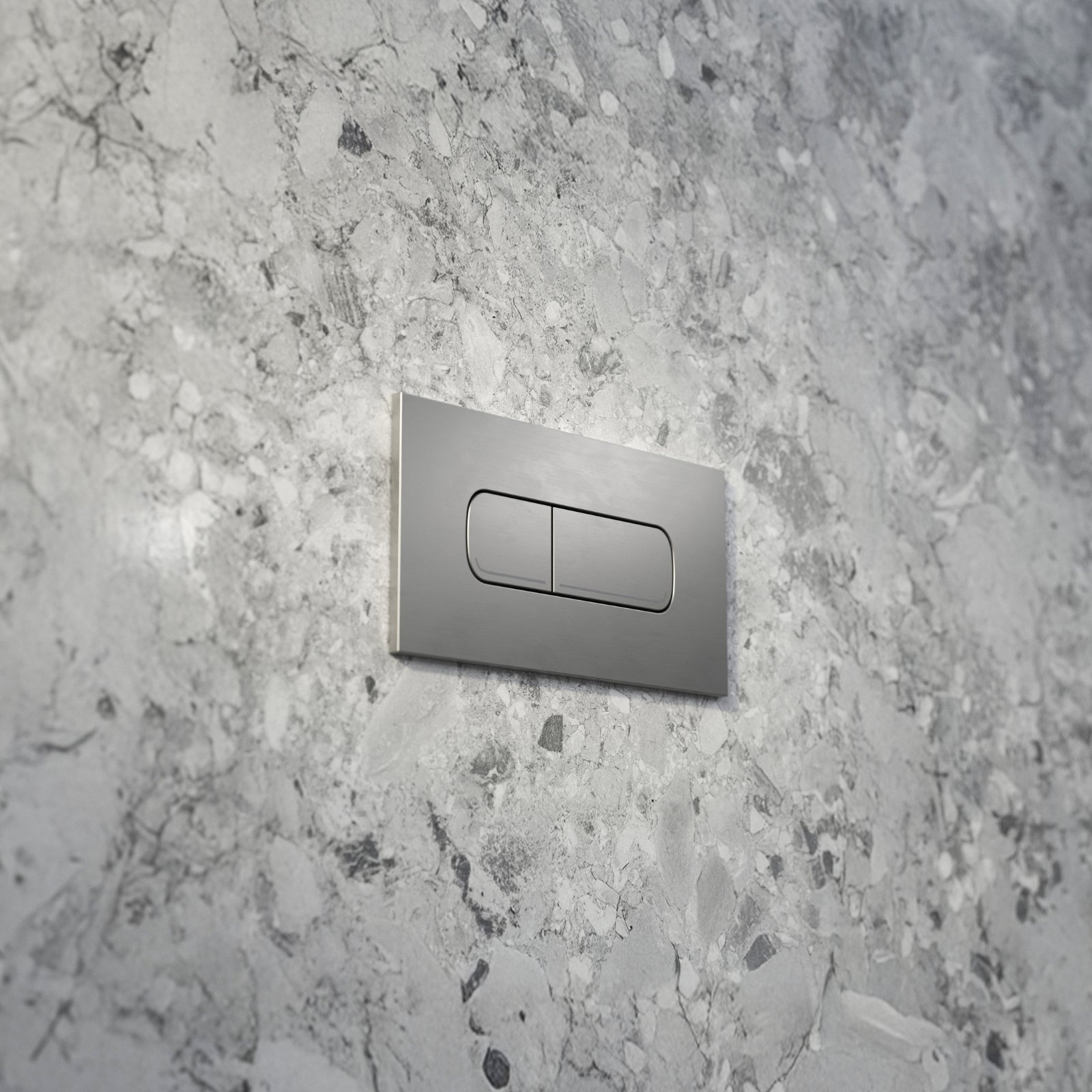 Lifestyle 3 Caroma Invisi Series II® Oval Dual Flush Plate & Buttons (Metal) Brushed Nickel 237078BN - The Blue Space