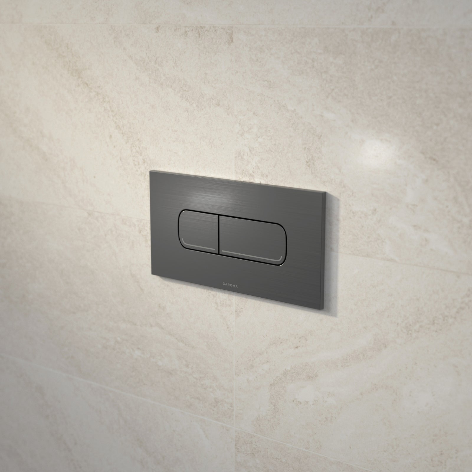 Lifestyle 2 Caroma Invisi Series II® Oval Dual Flush Plate & Buttons (Metal) Gunmetal 237078GM - The Blue Space