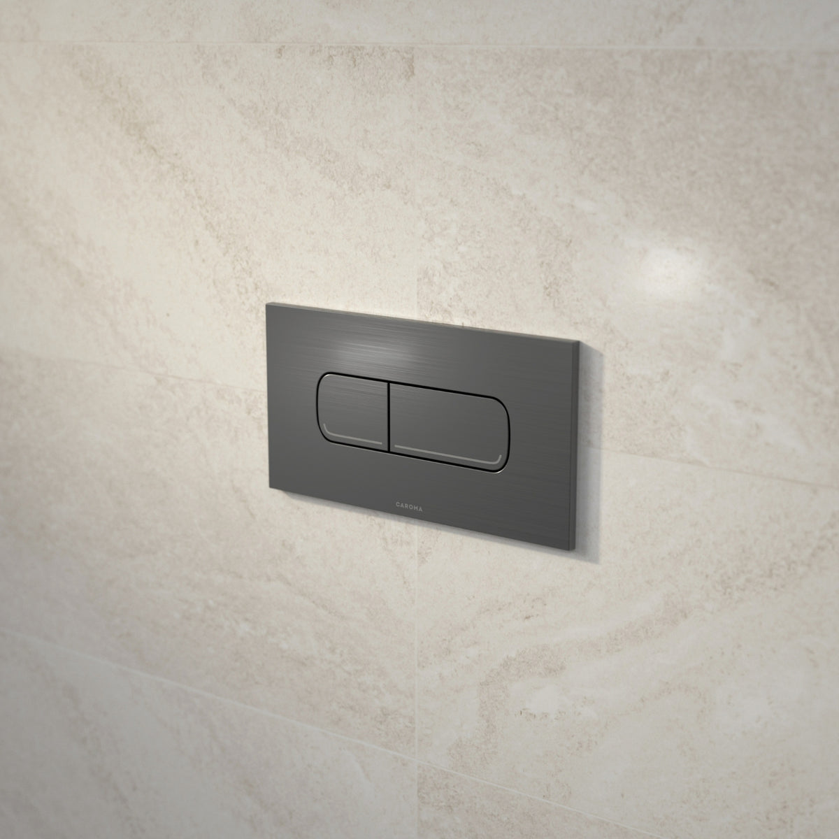 Lifestyle 2 Caroma Invisi Series II® Oval Dual Flush Plate & Buttons (Metal) Gunmetal 237078GM - The Blue Space