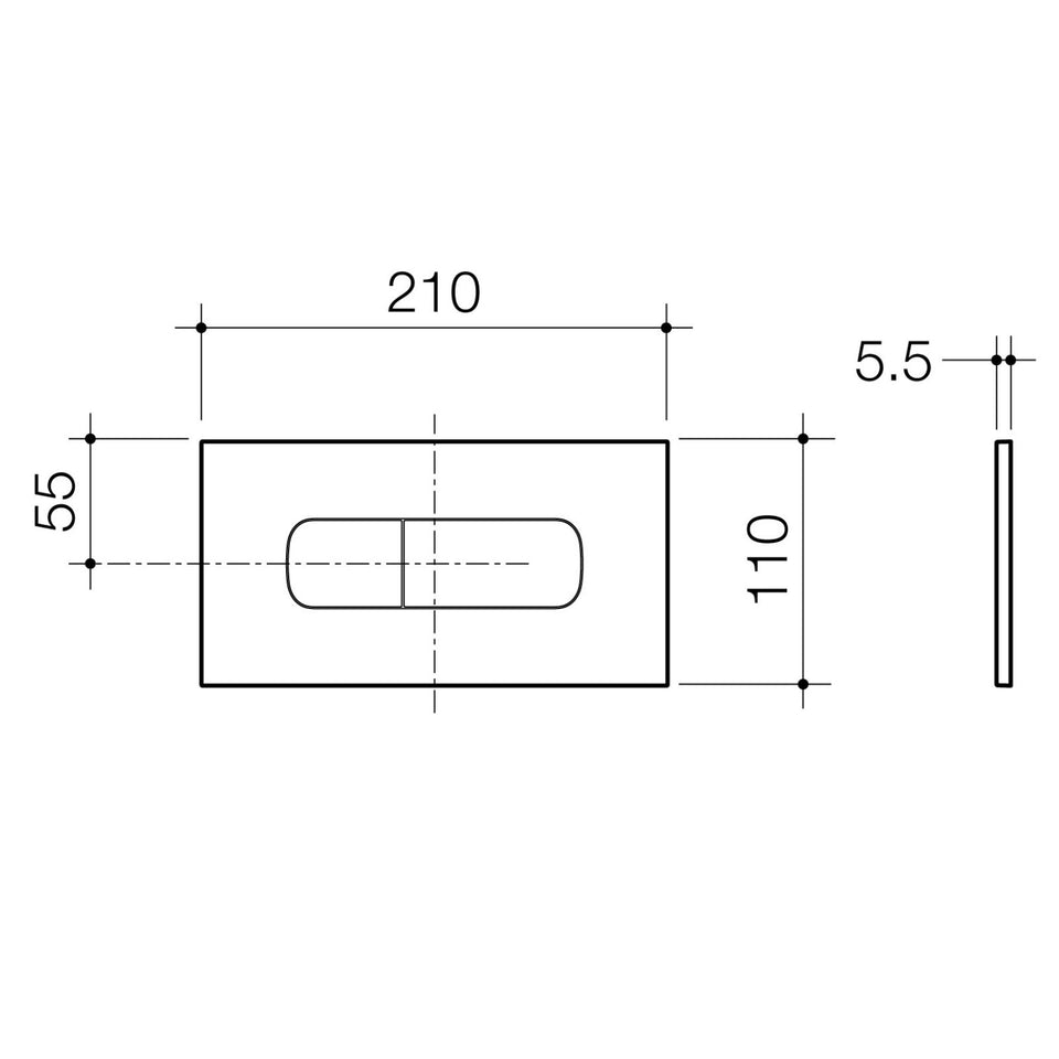 Caroma Invisi Series II® Oval Dual Flush Plate & Buttons (Metal) Gunmetal