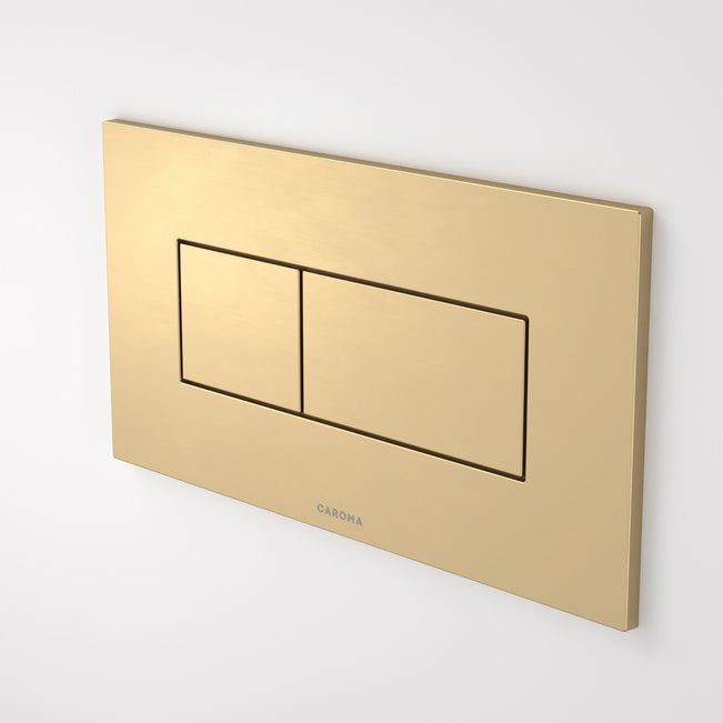 Caroma Invisi Series II® Rectangle Dual Flush Plate & Buttons (Metal) Brushed Brass 237020BB - The Blue Space