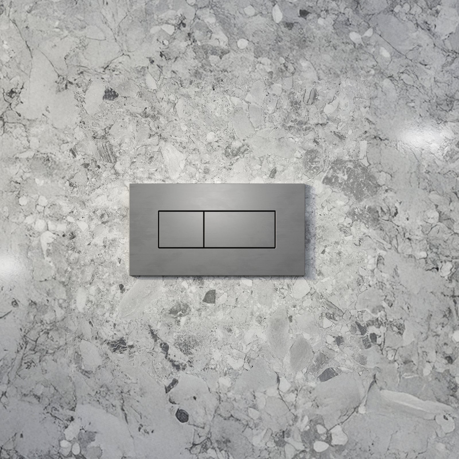 Lifestyle 2 Caroma Invisi Series II® Rectangle Dual Flush Plate & Buttons (Metal) Brushed Nickel 237020BN - The Blue Space