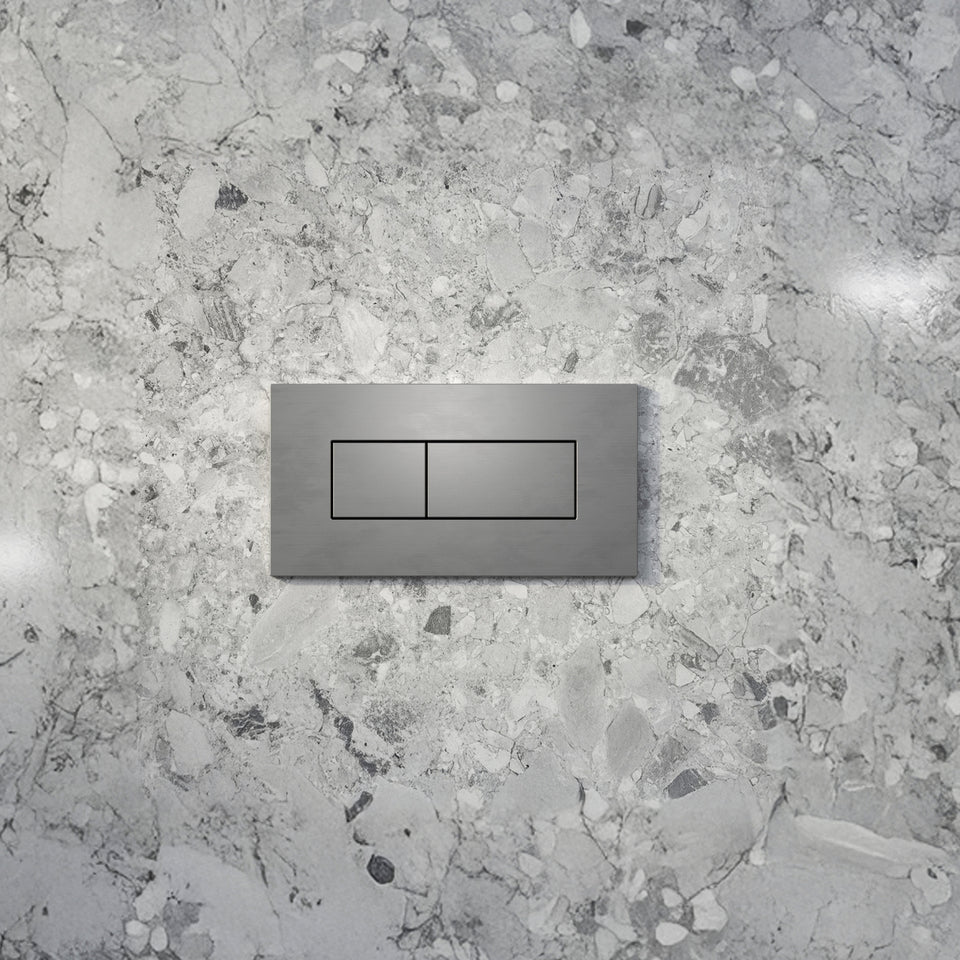 Caroma Invisi Series II® Rectangle Dual Flush Plate & Buttons (Metal) Brushed Nickel