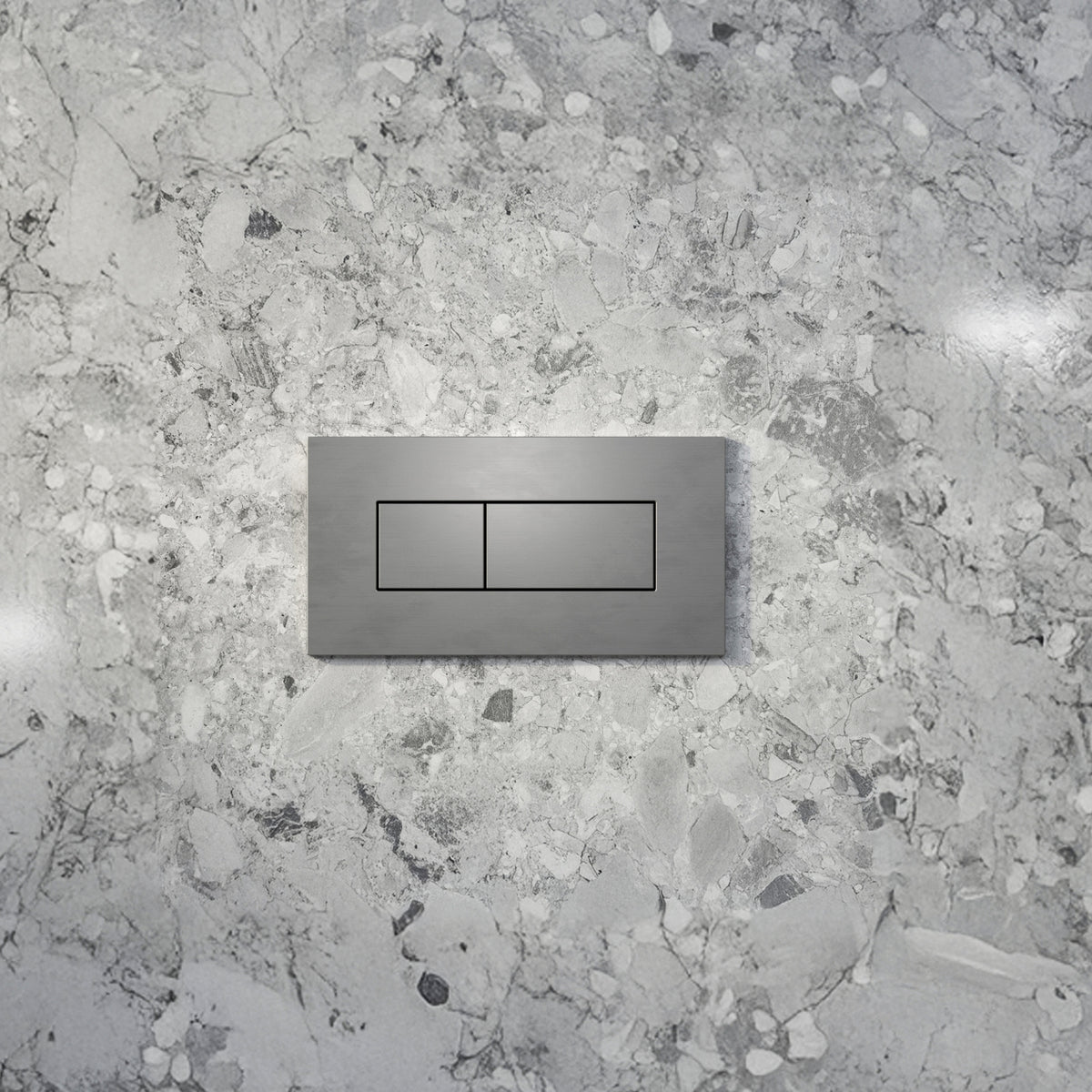 Lifestyle 2 Caroma Invisi Series II® Rectangle Dual Flush Plate & Buttons (Metal) Brushed Nickel 237020BN - The Blue Space