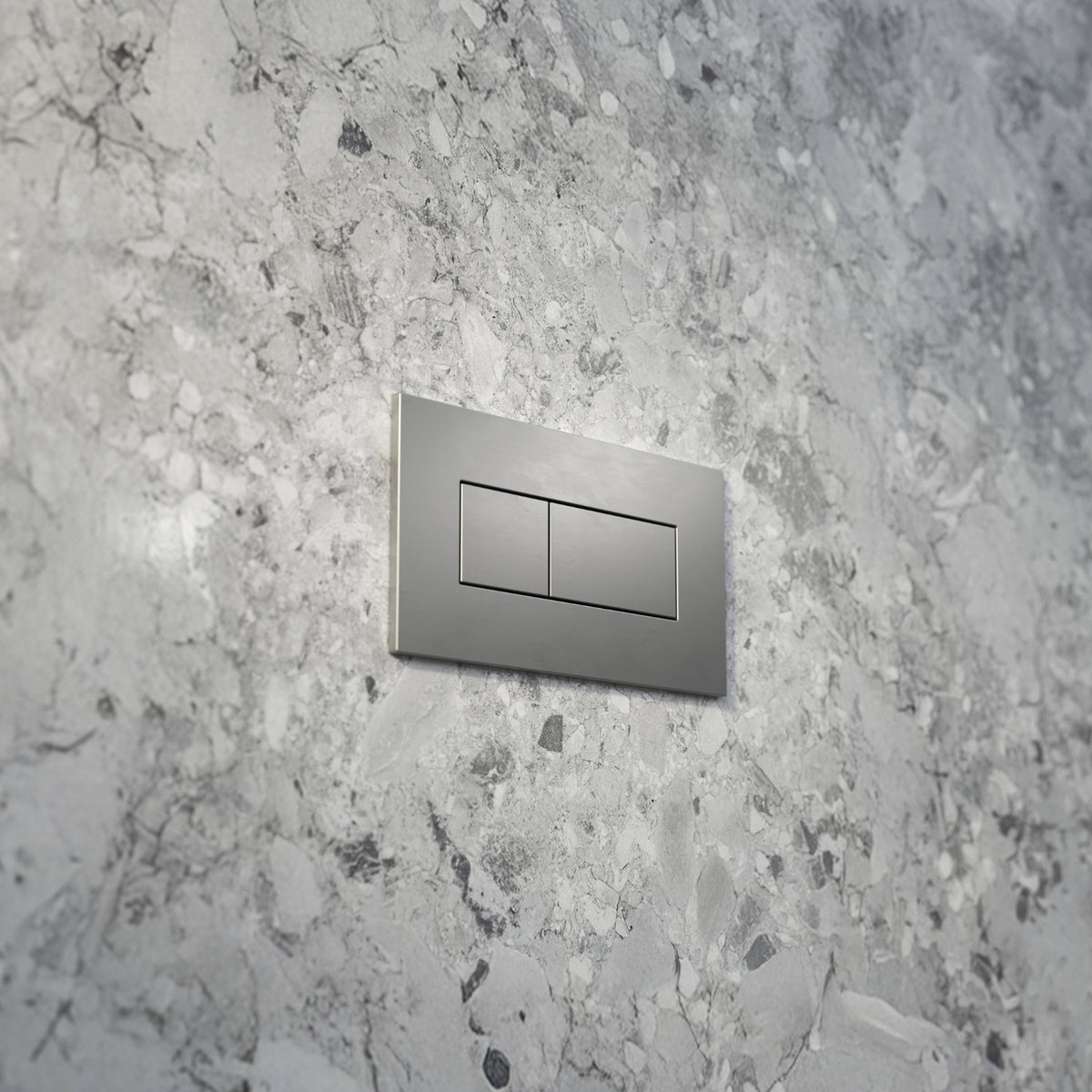 Lifestyle 3 Caroma Invisi Series II® Rectangle Dual Flush Plate & Buttons (Metal) Brushed Nickel 237020BN - The Blue Space