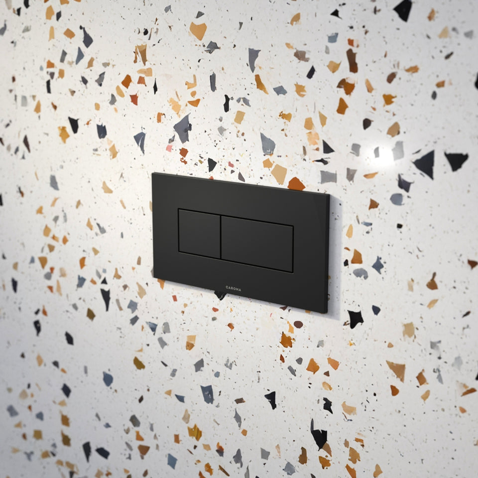 Caroma Invisi Series II® Rectangle Dual Flush Plate & Buttons (Metal) Matte Black
