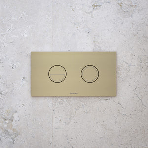 Caroma Invisi Series II Round Dual Flush Metal Plate & Buttons Brushed Brass