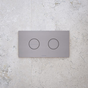 Caroma Invisi Series II Round Dual Flush Metal Plate & Buttons Brushed Nickel