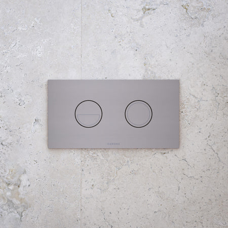 Caroma Invisi Series II Round Dual Flush Plate & Buttons Brushed Nickel