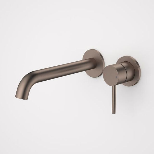 Caroma Liano II 210mm Wall Basin/Bath Mixer - 2 x Round Cover Plates - Brushed Bronze - Sales Kit 96352BBZ6AF - The Blue Space