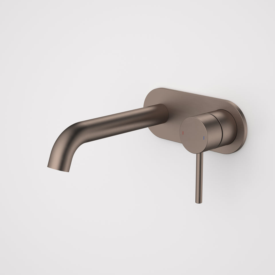Caroma Liano II 210mm Wall Basin/Bath Mixer Round Plate - Brushed Bronze - Full Kit