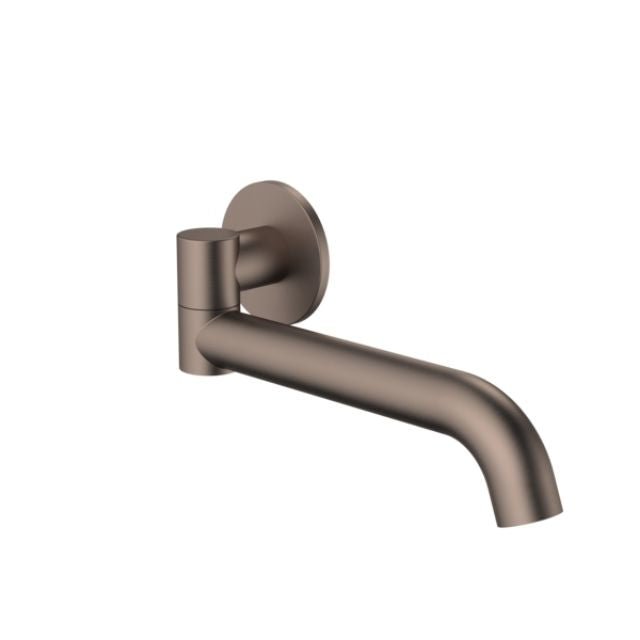 Retracted Angle Caroma Liano II 220mm Bath Swivel Outlet - Round - Brushed Bronze 96376BBZ - The Blue Space