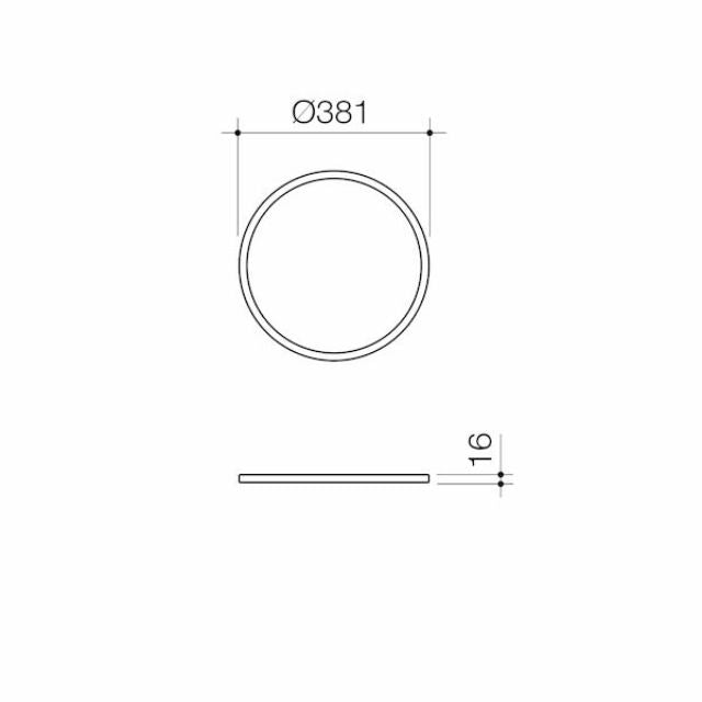 Technical Drawing Caroma Liano II 400mm Round Basin Dress Ring - PVD Brushed Bronze 687032BBZ - The Blue Space