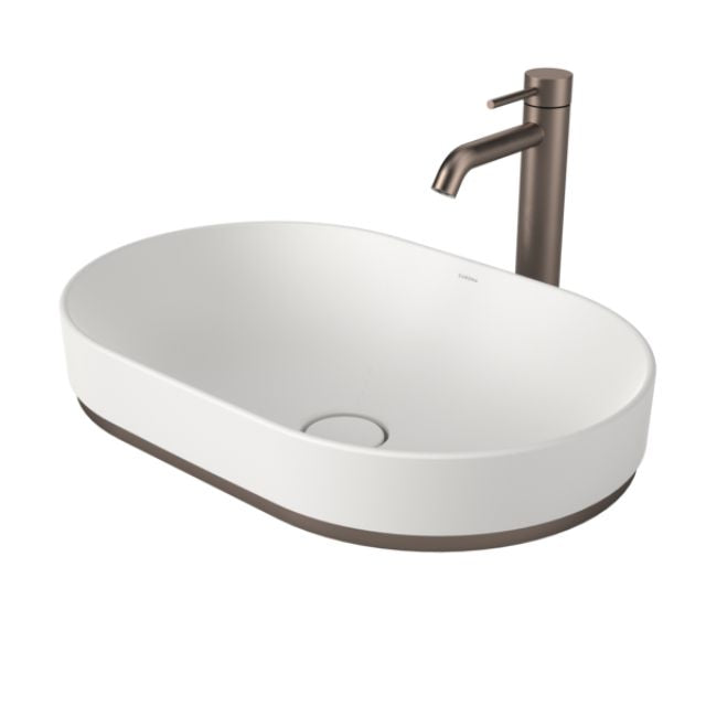 Angle Caroma Liano II 530mm Pill Basin Dress Ring with Basin - PVD Brushed Bronze 687033BBZ - The Blue Space