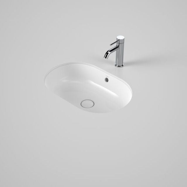 Angle Caroma Liano II 580mm Pill Under/Over Counter Basin - White (with Overflow) 852905W - The Blue Space