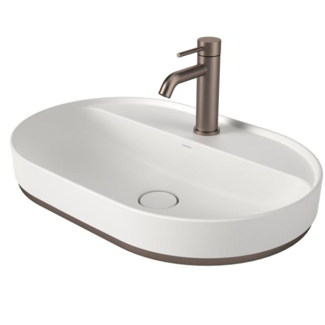 Angle Caroma Liano II 600mm Pill Dress Ring with Basin - PVD Brushed Bronze 687034BBZ - The Blue Space