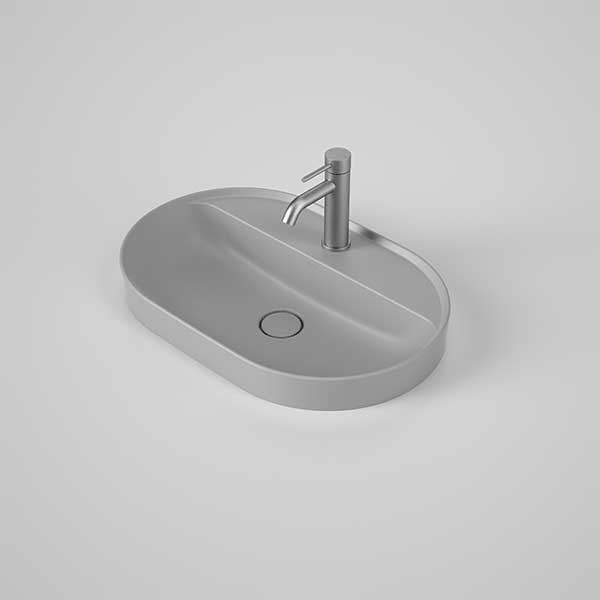 Caroma Liano II 600mm Pill Inset Basin with Tap Landing (1 Tap Hole) – Matte Grey