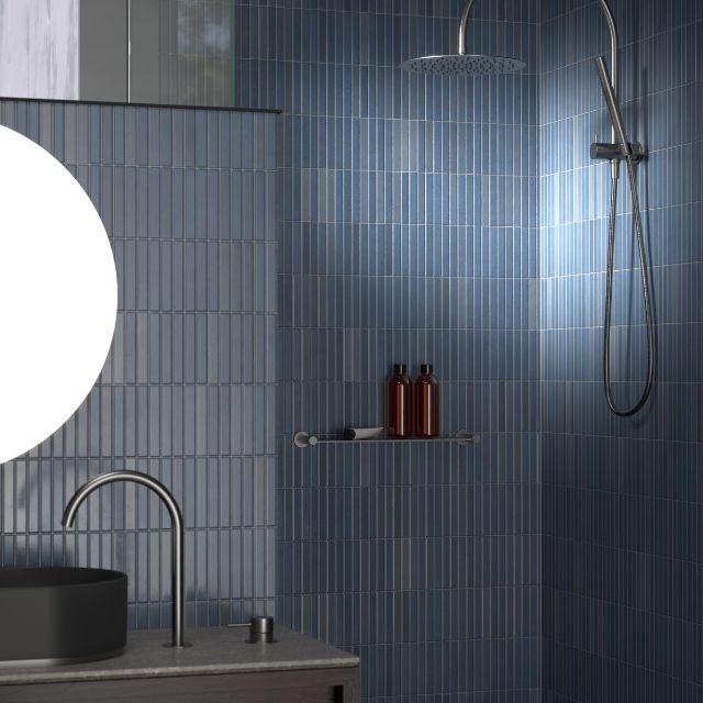 Lifestyle 1 Caroma Liano II Bathroom Shelf - Chrome 96449C - The Blue Space