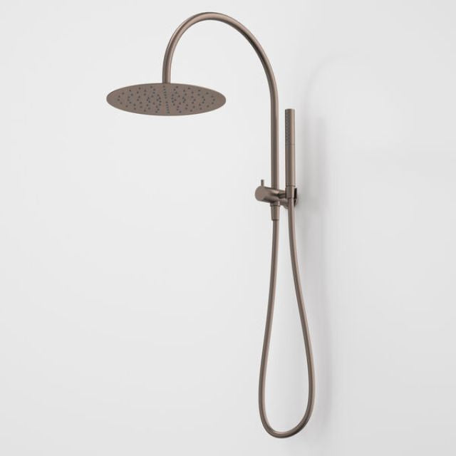 Caroma Liano II Compact Twin Shower with Overhead - Brushed Bronze 96472BBZ33A - The Blue Space