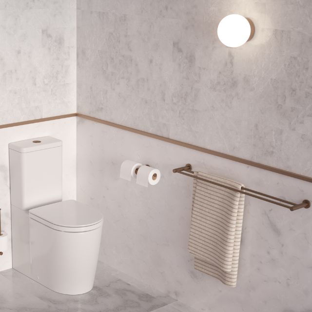 Lifestyle 2 Caroma Liano II Double Toilet Roll Holder - Brushed Bronze 96442BBZ - The Blue Space