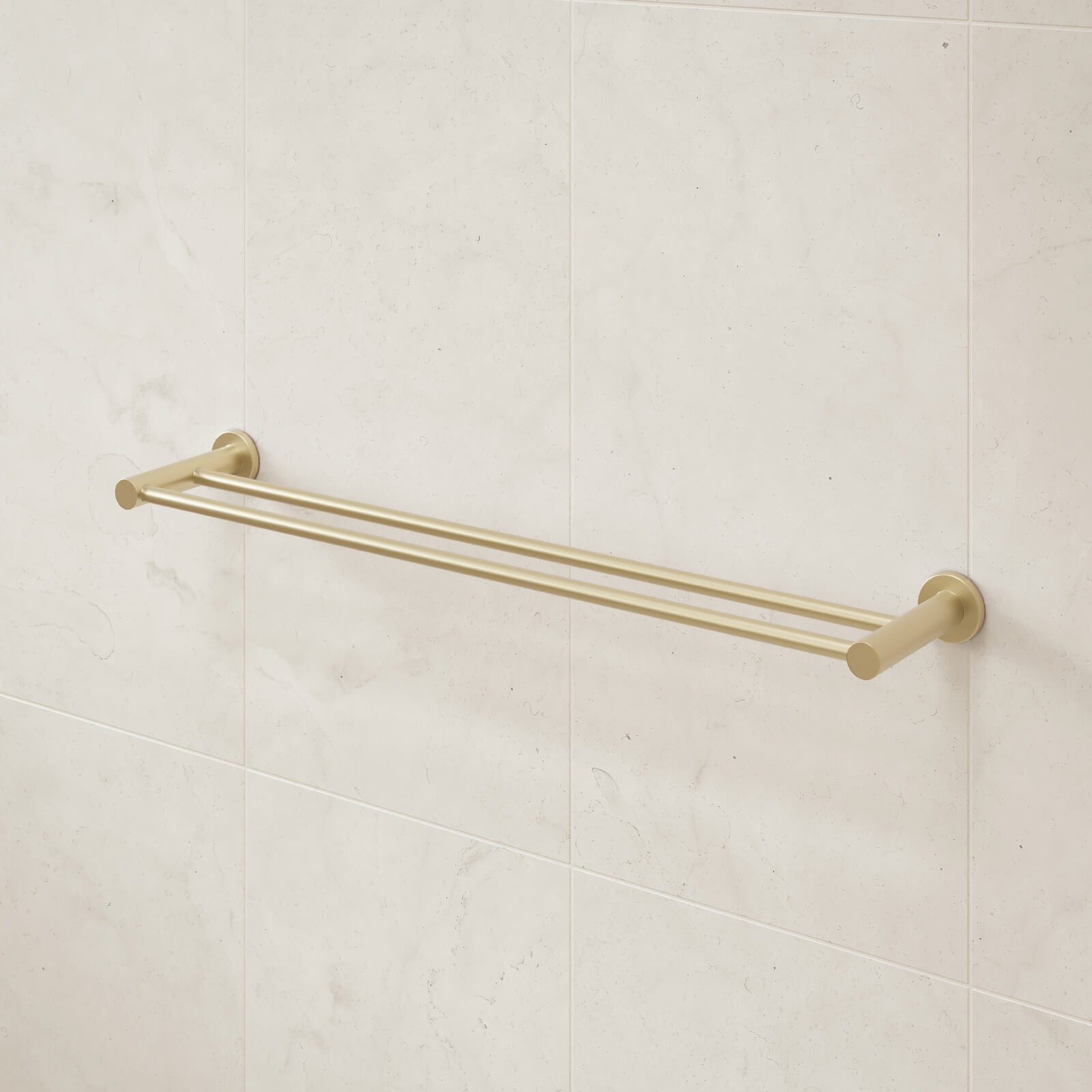 Caroma Liano II Double Towel Rail 640mm Brushed Brass  | The Blue Space